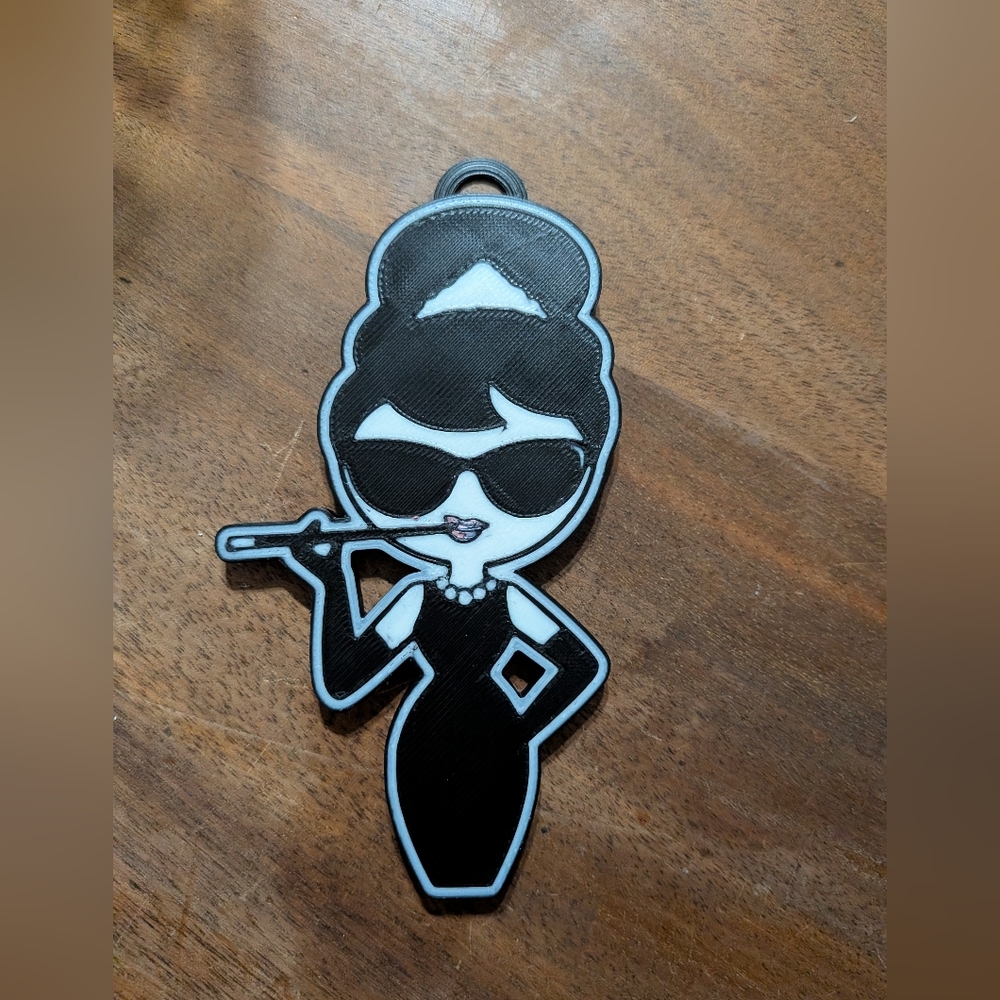 Stylized Black & White Iconic Woman Keychain Charm